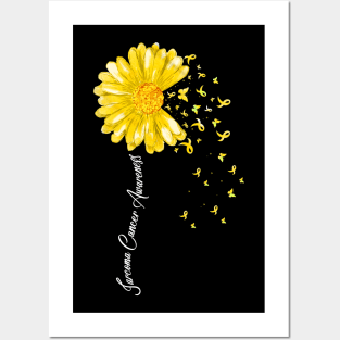 Sarcoma Cancer Awareness Yellow Ribbon Sunflower Warrior Posters and Art